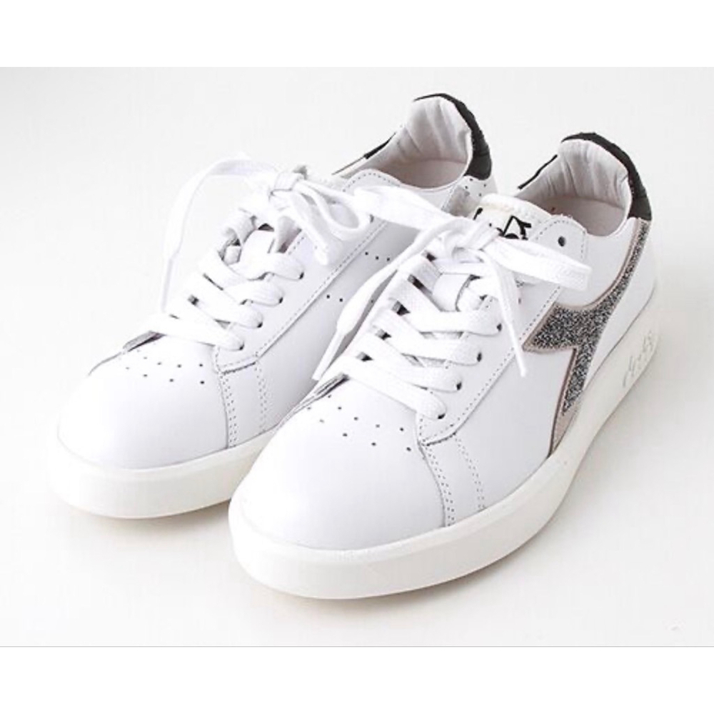 NWT Women's Diadora White & Black Swarovski Crystal Sneakers 39.5 EU/9 - Picture 2 of 2